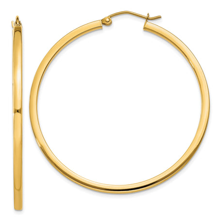 10k Yellow Gold Hoop Earrings, Lightweight Medium Tube Hoops with Hinged Closure, High Polish Finish