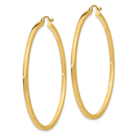10k Yellow Gold Hoop Earrings, Classic Polished Round Design, Medium Size Minimalist Style