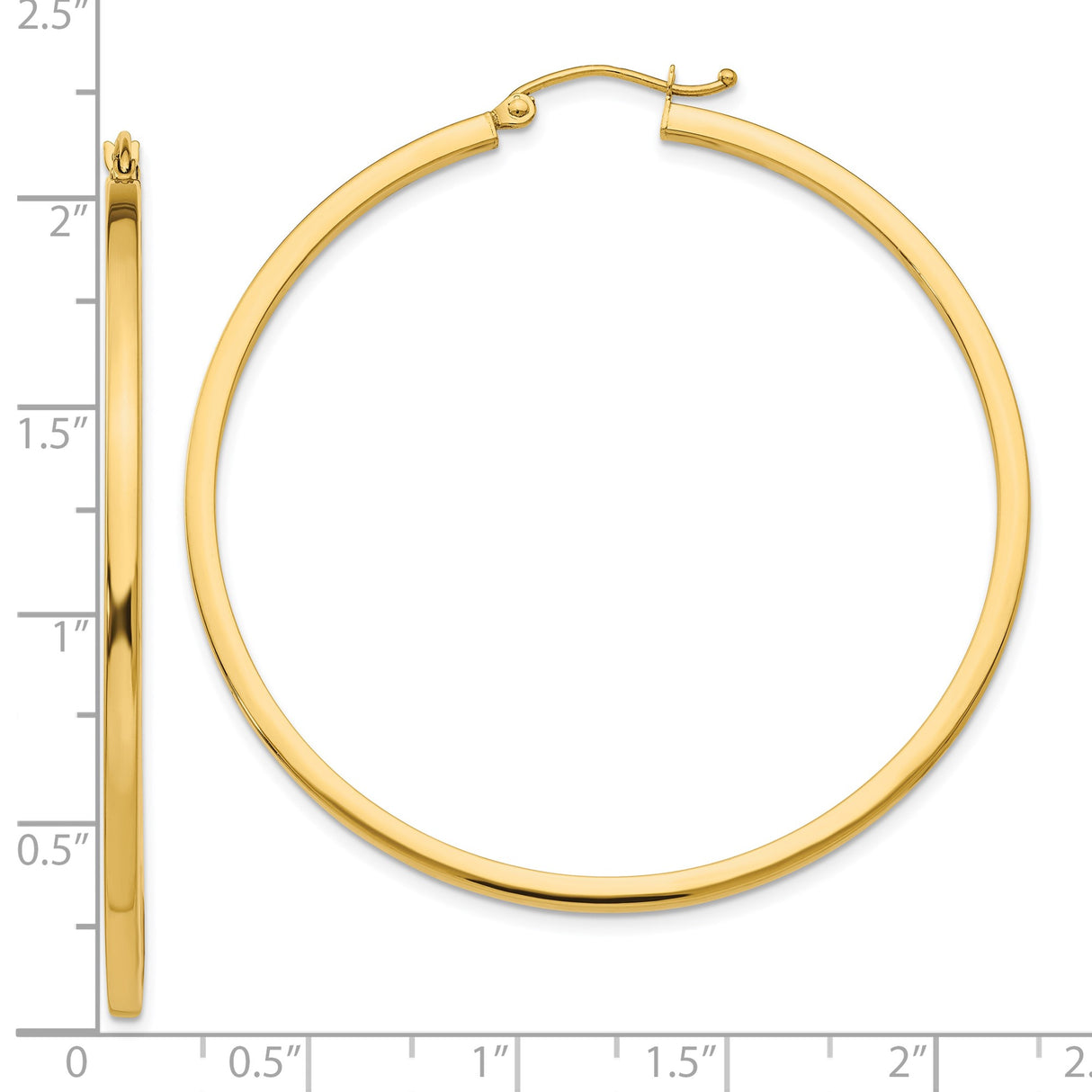 10k Yellow Gold Hoop Earrings, Classic Polished Round Design, Medium Size Minimalist Style