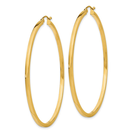 10k Yellow Gold Hoop Earrings, Classic Round Smooth Polished Design with Latch Back Closure