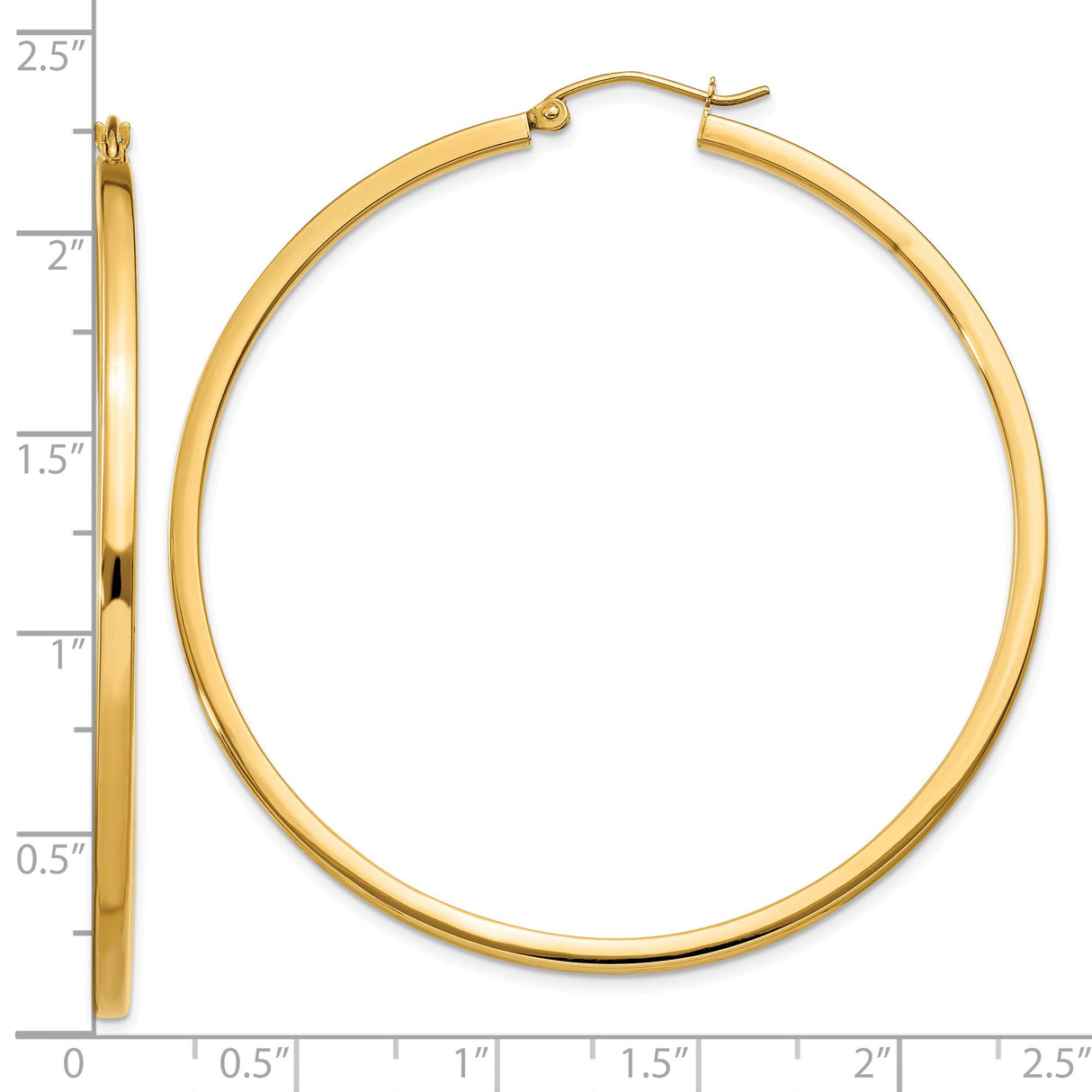 10k Yellow Gold Hoop Earrings, Classic Round Smooth Polished Design with Latch Back Closure