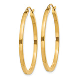 10k Yellow Gold Hoop Earrings, Medium Polished Hoops with Smooth Finish and Latch Back Closure