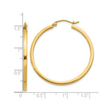 10k Yellow Gold Hoop Earrings, Medium Polished Hoops with Smooth Finish and Latch Back Closure