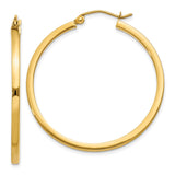 10k Yellow Gold Hoop Earrings, Medium Polished Hoops with Smooth Finish and Latch Back Closure