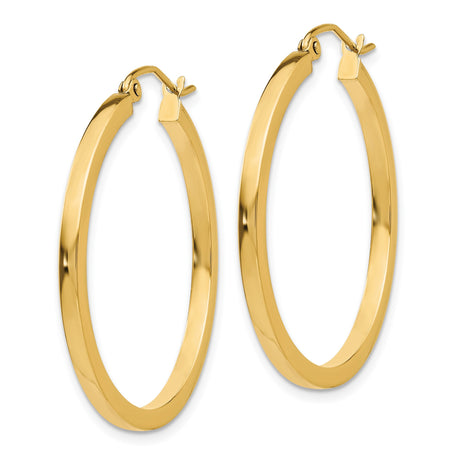 10k Yellow Gold Hoop Earrings, Classic Round Design with High Polish Finish, Lightweight Style