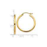 10k Yellow Gold Hoop Earrings, Classic Round Polished Hoops with Snap Back Closure, Lightweight Design