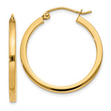 10k Yellow Gold Hoop Earrings, Classic Round Polished Hoops with Snap Back Closure, Lightweight Design