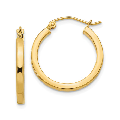 10k Yellow Gold Hoop Earrings, Smooth Finish with Secure Latch Back Closure, Classic Round Style