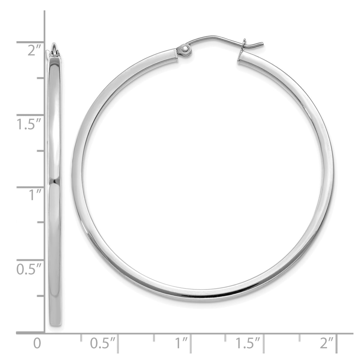 10k White Gold Hoop Earrings, Classic Round Design with Smooth Polished Finish