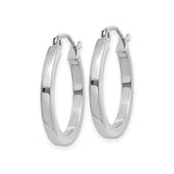 10k White Gold Hoop Earrings, Lightweight Square Tube Design with Hinged Clasp