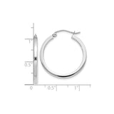 10k White Gold Hoop Earrings, Lightweight Square Tube with Polished Finish, Latch Back Closure