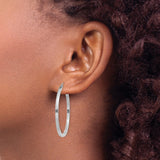 10k White Gold Hoop Earrings, Polished Tube Design with Latch Back Closure, Lightweight Minimalist Style