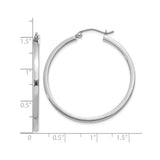 10k White Gold Hoop Earrings, Polished Tube Design with Latch Back Closure, Lightweight Minimalist Style