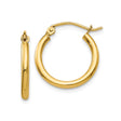 10k Yellow Gold Hoop Earrings, Classic Round Polished Lightweight Design for Women