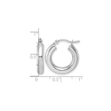 10k White Gold Hoop Earrings, Thick Round High Polish Hoops, Minimalist Everyday Jewelry for Women