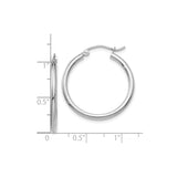 10k White Gold Hoop Earrings, Classic Round Lightweight Polished Design for Women