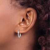 10k White Gold Hoop Earrings, Classic Round Design with Hinged Clasp, Polished Finish