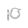 10k White Gold Hoop Earrings, Polished 2mm Tube Hoops with Hinged Snap-Back Closure