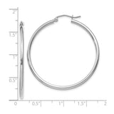 10k White Gold Hoop Earrings, Lightweight High-Polish Round Design with Hinged Closure