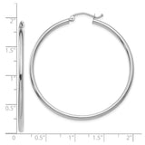 10k White Gold Hoop Earrings, Lightweight Polished Tube Hoops with Sleek Round Design