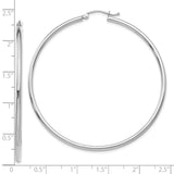 10k White Gold Hoop Earrings, Classic Round Lightweight Tube Design for Women