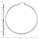 10k White Gold Hoop Earrings, Large Round Tube Style with Polished Finish for Women