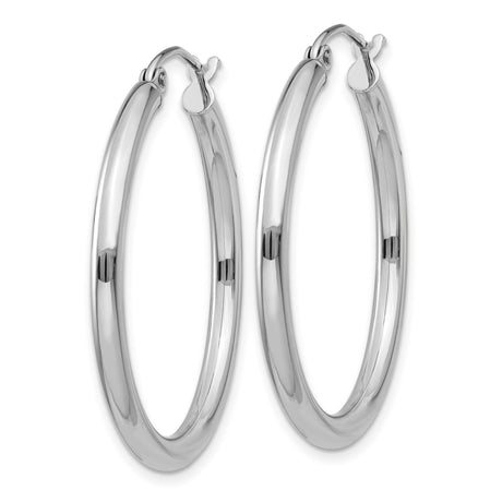 10k White Gold Hoop Earrings, Polished Finish, Hinged Closure, Lightweight Minimalist Design