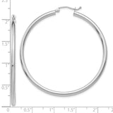 10k White Gold Hoop Earrings, Lightweight Smooth Polished Tube Hoops, Classic Round Design