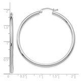 10k White Gold Hoop Earrings, Classic Round Lightweight Design, Polished Finish for Women