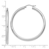 10k White Gold Hoop Earrings, Polished Finish, Medium to Large Lightweight Tube Hoops