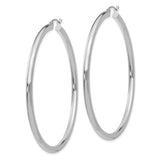 10k White Gold Hoop Earrings, Classic Polished Round Hoops with Latch Back Closure for Women