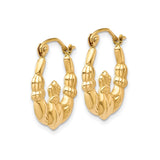 10k Yellow Gold Claddagh Hoop Earrings with Heart, Crown, and Hands Symbol