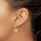 10k Yellow Gold Claddagh Hoop Earrings with Crowned Heart and Hands Celtic Design
