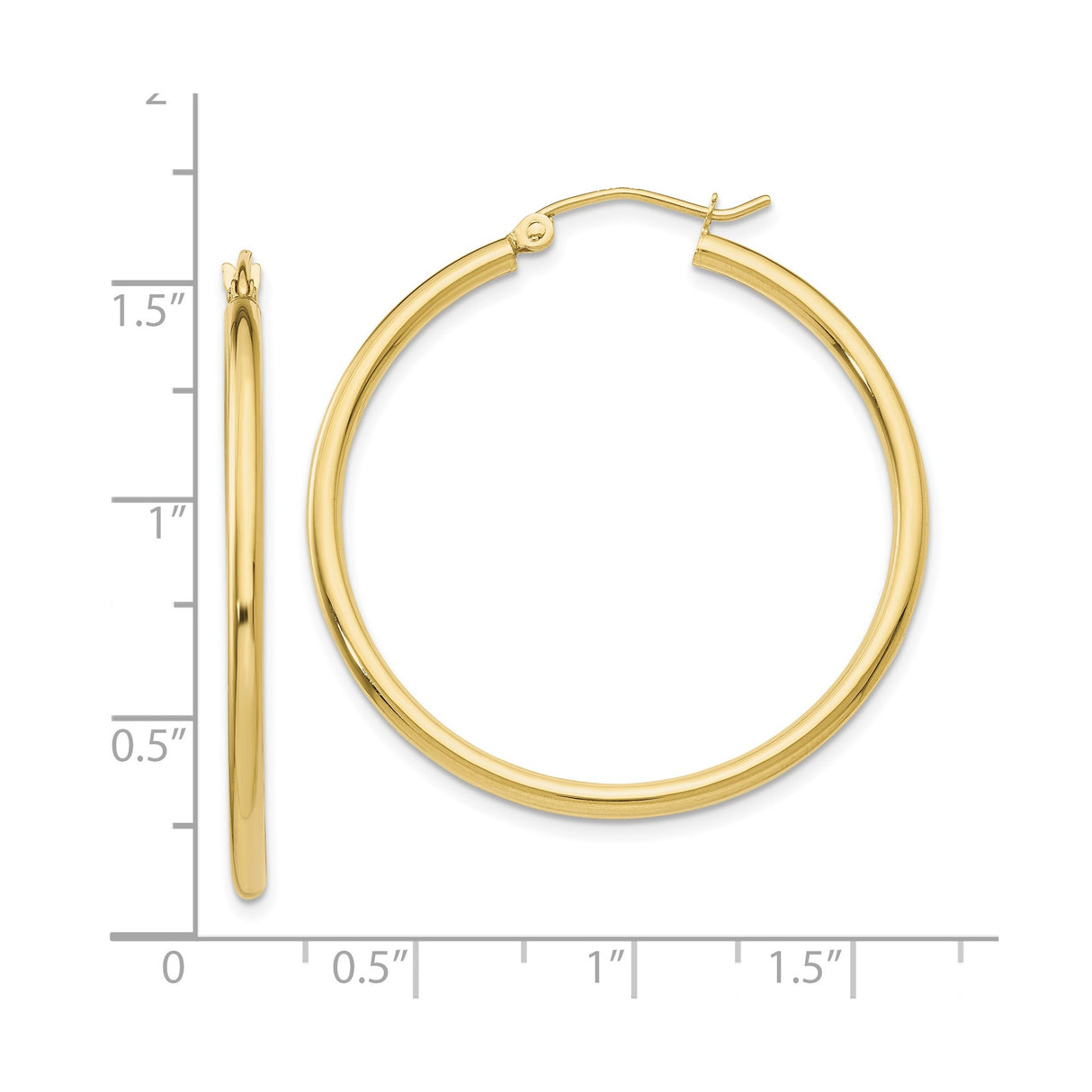 10k Yellow Gold Hoop Earrings, Lightweight Polished Minimalist Design with Latch Back Closure