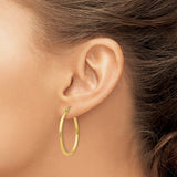 10k Yellow Gold Hoop Earrings, Classic Round Polished Design with Latch Back Closure