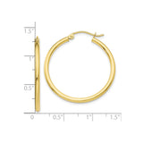 10k Yellow Gold Hoop Earrings, Classic Round Polished Design with Latch Back Closure