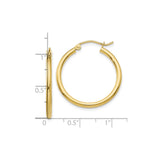 10k Yellow Gold Hoop Earrings, Lightweight Round Tube with High Polish Finish, Classic Everyday Jewelry