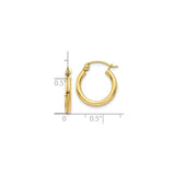 10k Yellow Gold Hoop Earrings, Lightweight Tube Design, Polished Finish, Minimalist Style