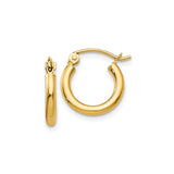 10k Yellow Gold Hoop Earrings, Lightweight Small Polished Round Hoops, Classic Minimal Design