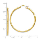 10k Yellow Gold Hoop Earrings, Lightweight Polished Round Hoops, Classic Minimalist Design