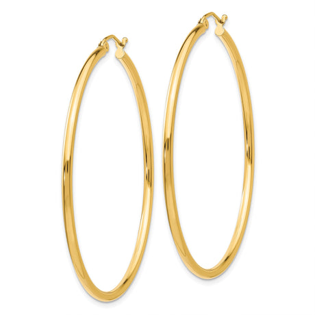 10k Yellow Gold Hoop Earrings, Classic Round Minimalist Design with Polished Finish