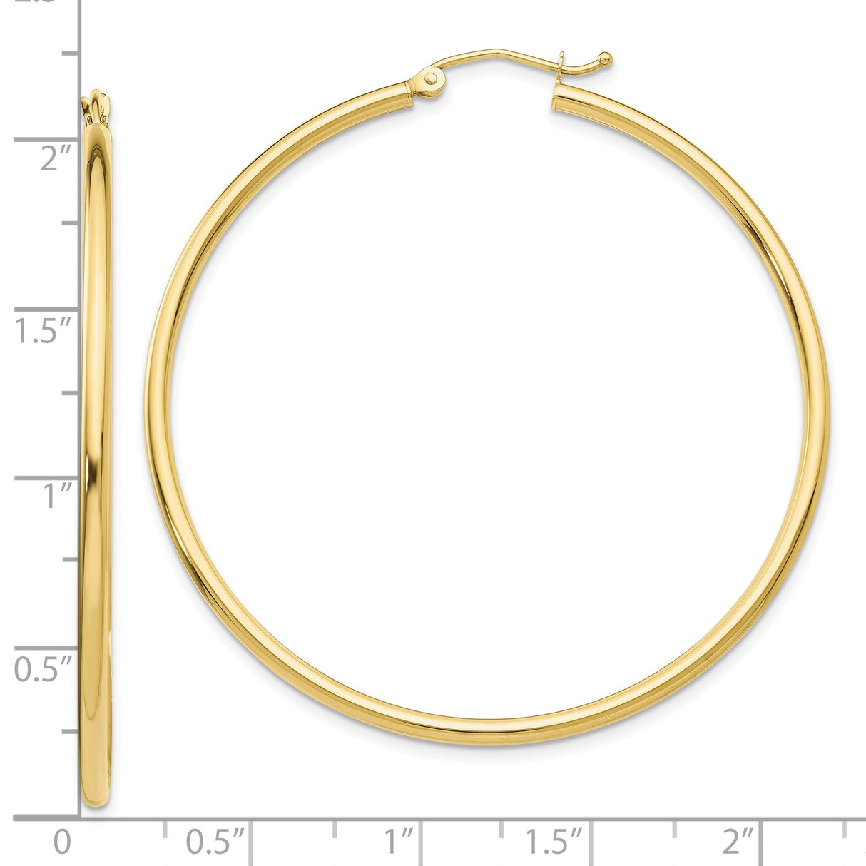 10k Yellow Gold Hoop Earrings, Lightweight Polished Tube Hoops with Sleek Round Design
