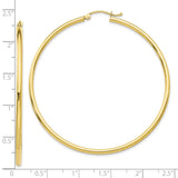 10k Yellow Gold Hoop Earrings, Large Lightweight Round Design, Polished Minimalist Style