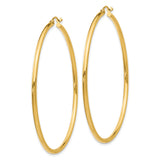 10k Yellow Gold Hoop Earrings, Lightweight Polished Round Tube Design with Secure Latch Closure