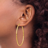 10k Yellow Gold Hoop Earrings, Lightweight Polished Round Tube Design with Secure Latch Closure