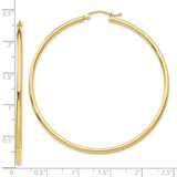 10k Yellow Gold Hoop Earrings, Lightweight Polished Round Tube Design with Secure Latch Closure