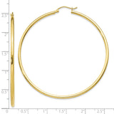 10k Yellow Gold Hoop Earrings, Large Lightweight Tubular Design, High Polish Finish