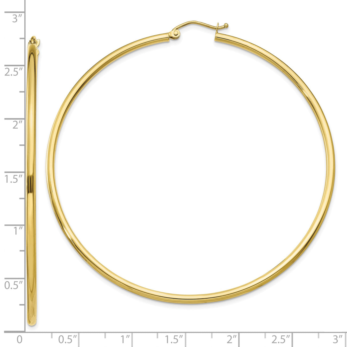 10k Yellow Gold Hoop Earrings, Classic Polished Round Hoops, Lightweight Minimalist Design