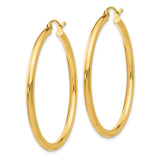 10k Yellow Gold Hoop Earrings, Medium Large Smooth Round Design for Women