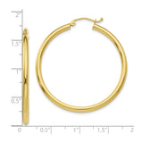 10k Yellow Gold Hoop Earrings, Medium Large Smooth Round Design for Women
